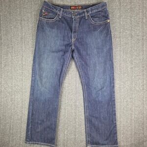 Ariat Work FR Jeans Men 38x32 Blue M4 Low Rise Boot Cut Dark Wash Denim Western